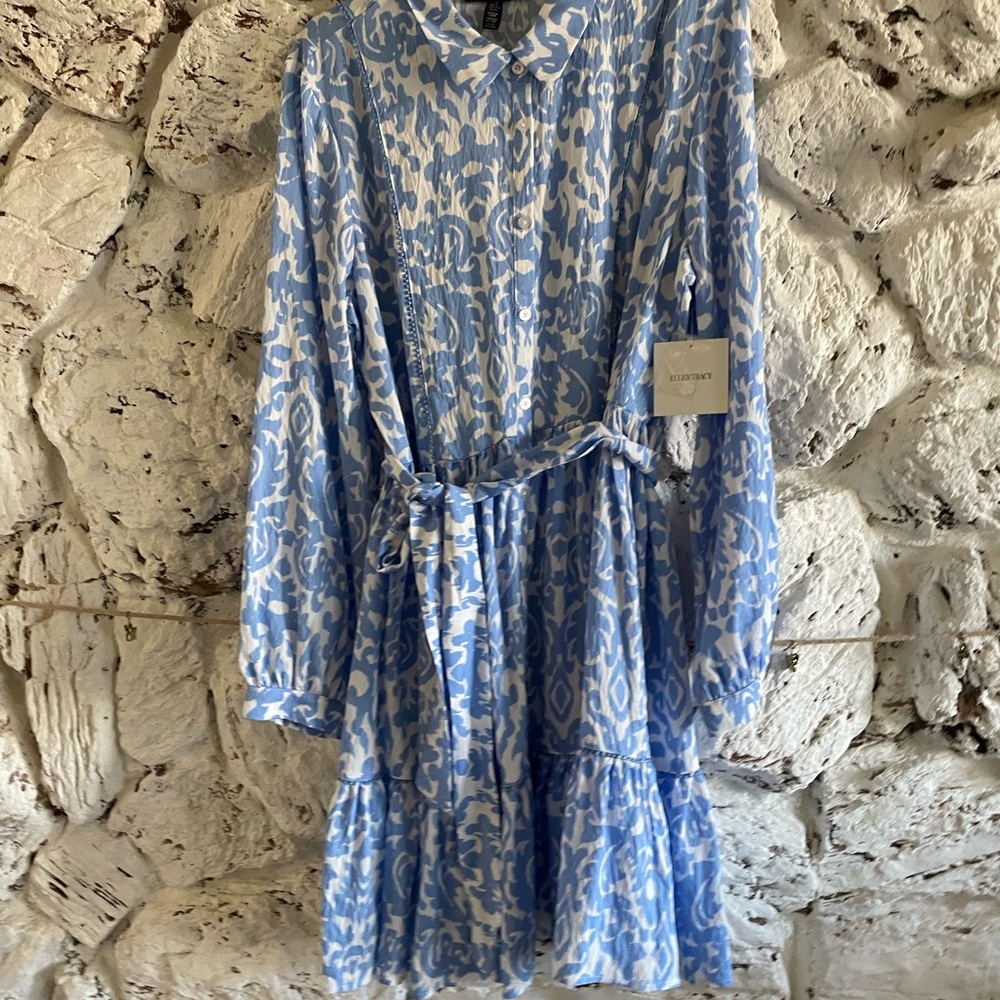 Blue and White Patterned Dress
